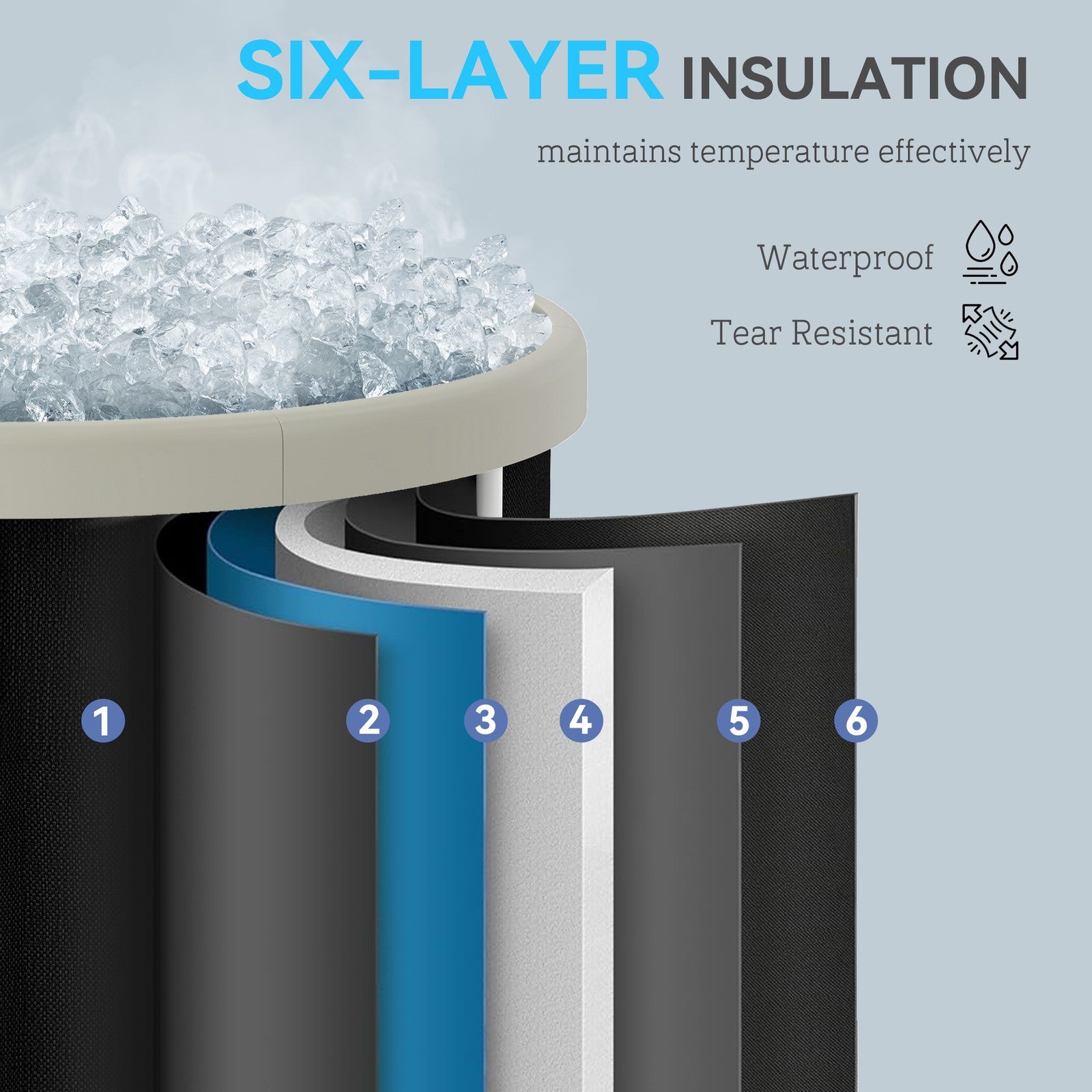 210L Outdoor Ice Bath Tub, Portable Cold Water Therapy Tub, Black