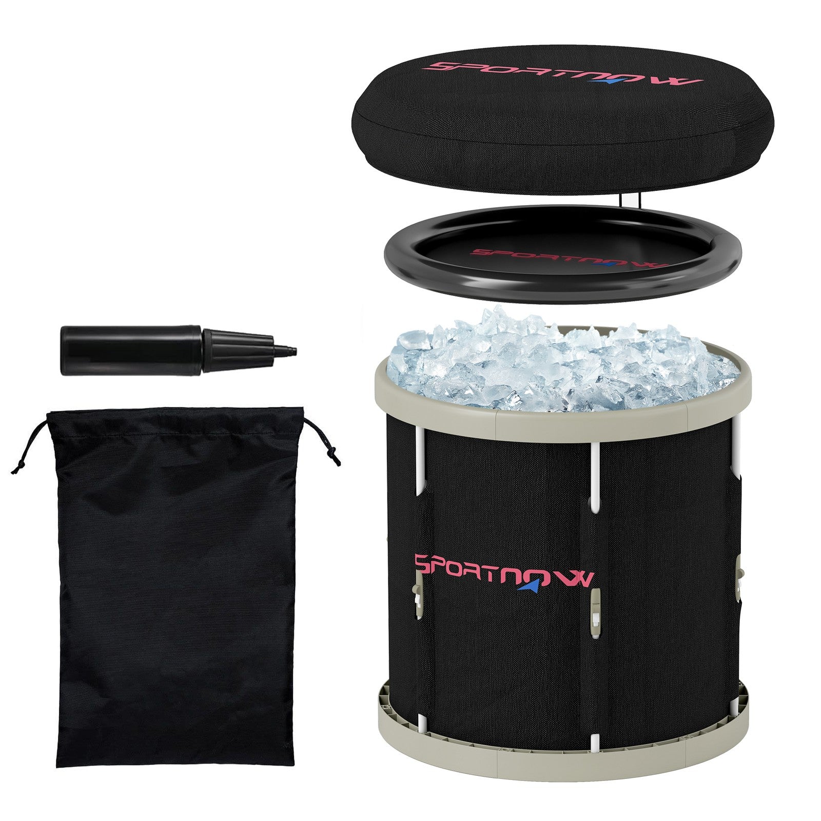 210L Outdoor Ice Bath Tub, Portable Cold Water Therapy Tub, Black