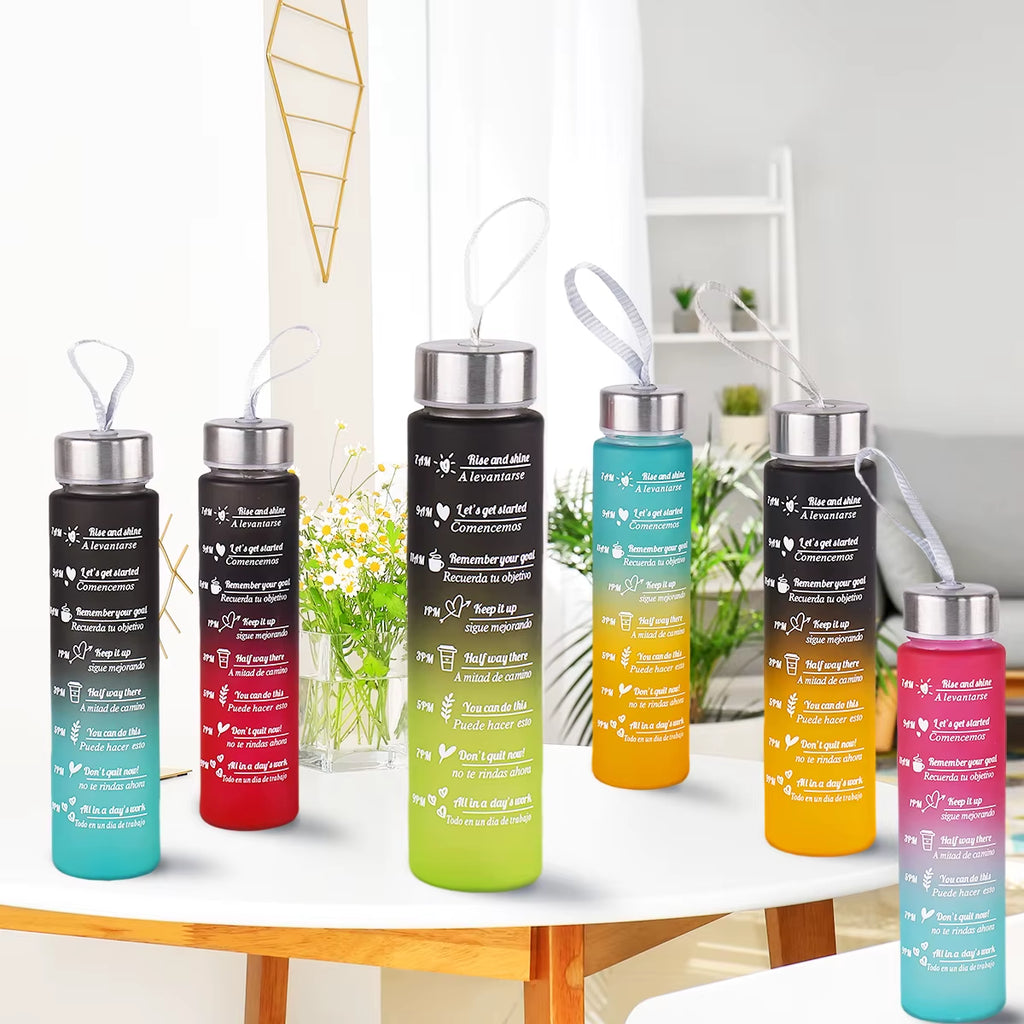 300Ml Water Bottle BPA Free Leak Proof High Quality Drink Bottles with Time Marker Fitness Sports Reusable Outdoors