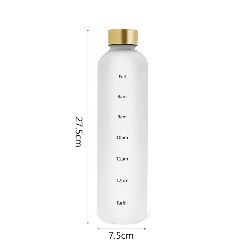 1 Liters Water Bottle Motivational Drinking Bottle Sports Water Bottles with Time Marker Stickers Portable Reusable Plastic Cups