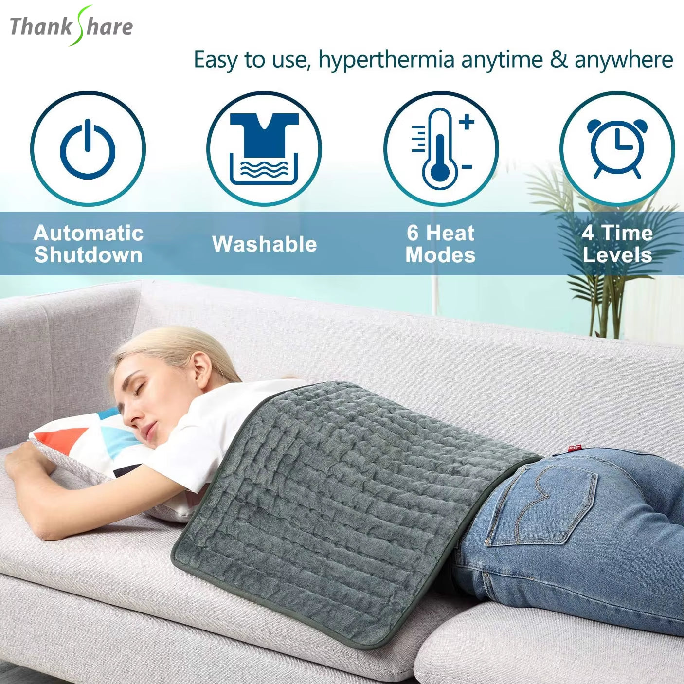 110V-240V Electric Heating Pad Blanket Timer Physiotherapy Heating Pad for Shoulder Neck Back Spine Leg Pain Relief Winter Warm