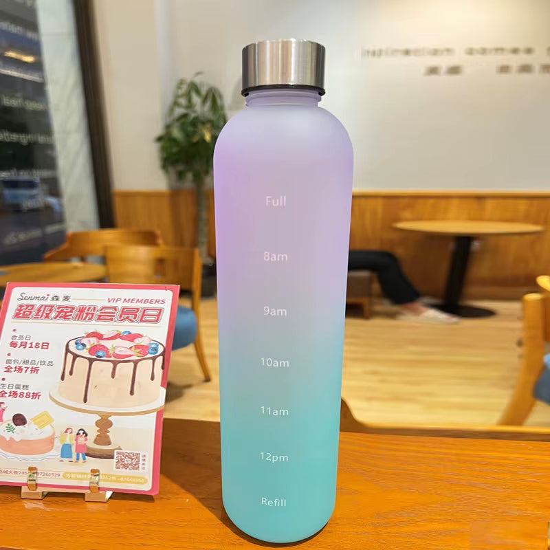 1 Liters Water Bottle Motivational Drinking Bottle Sports Water Bottles with Time Marker Stickers Portable Reusable Plastic Cups