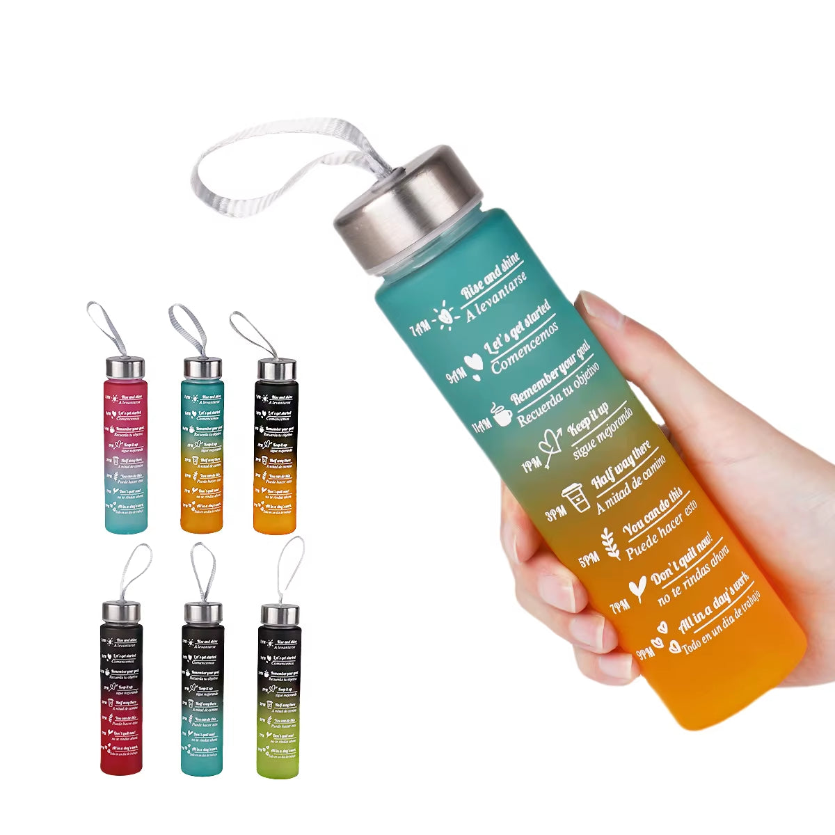 300Ml Water Bottle BPA Free Leak Proof High Quality Drink Bottles with Time Marker Fitness Sports Reusable Outdoors
