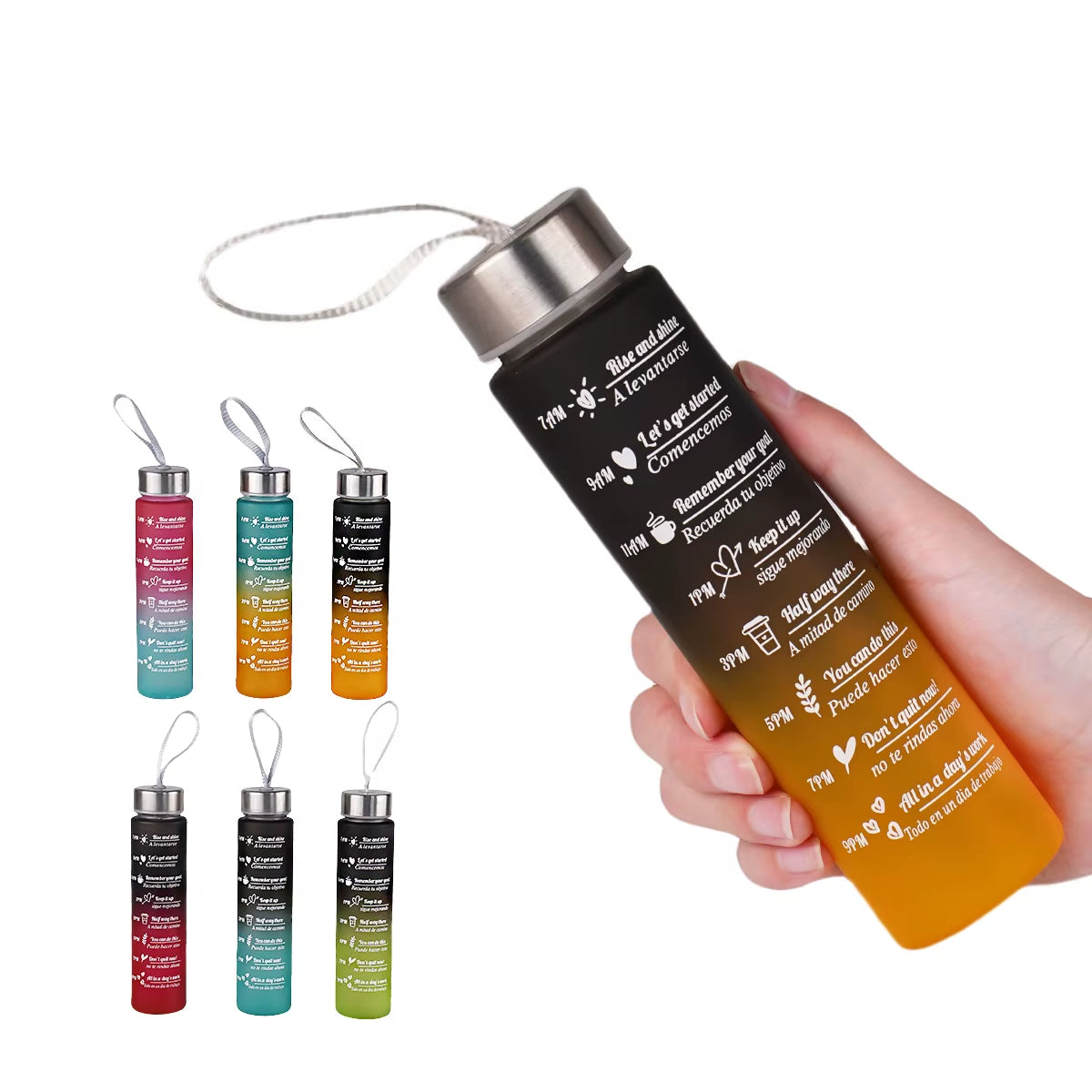 300Ml Water Bottle BPA Free Leak Proof High Quality Drink Bottles with Time Marker Fitness Sports Reusable Outdoors