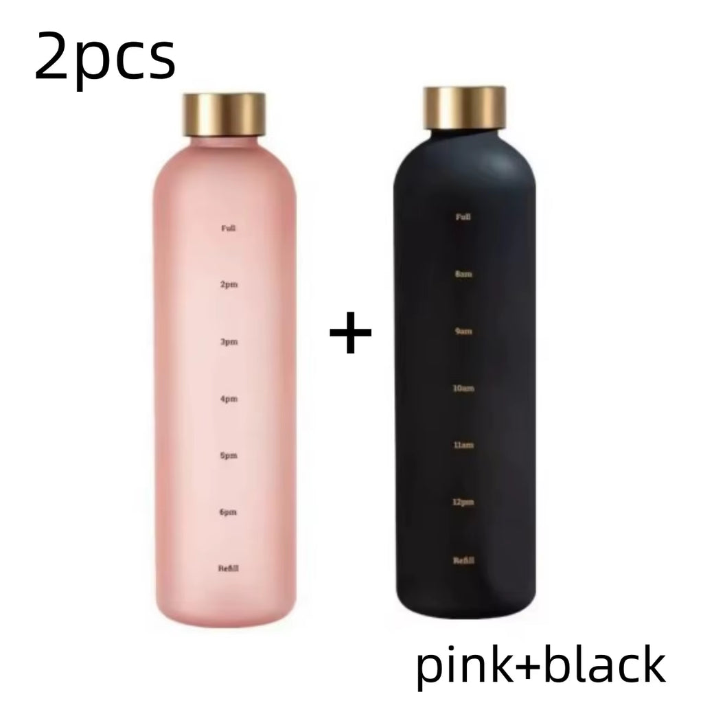 1 Liters Water Bottle Motivational Drinking Bottle Sports Water Bottles with Time Marker Stickers Portable Reusable Plastic Cups