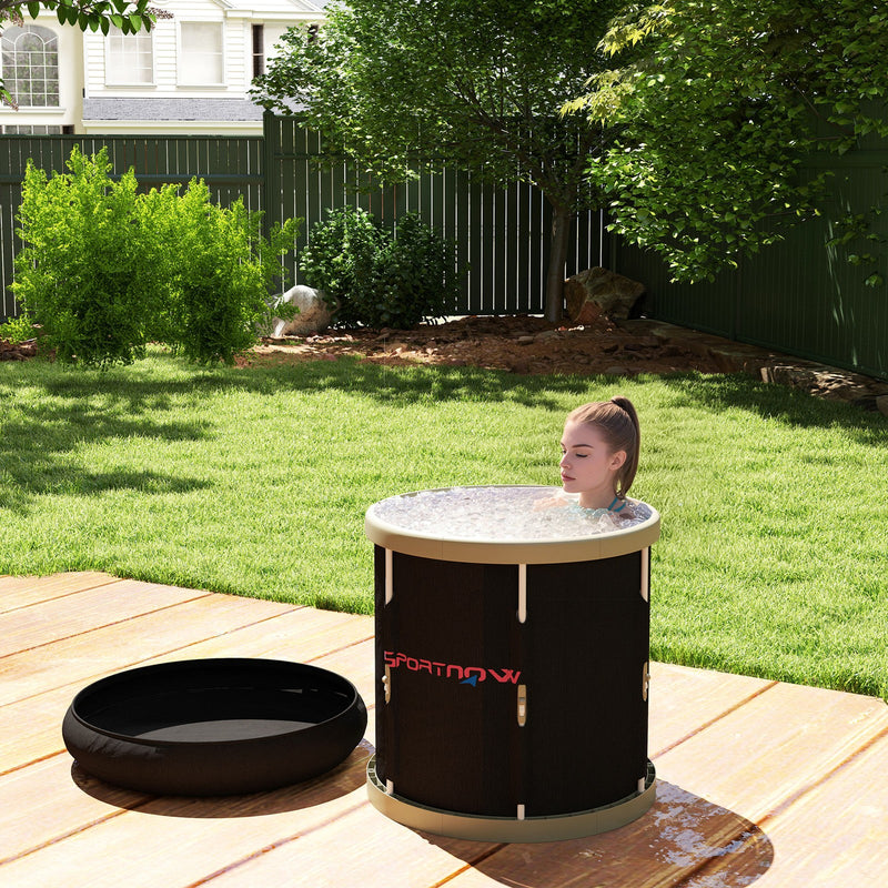 210L Outdoor Ice Bath Tub, Portable Cold Water Therapy Tub, Black