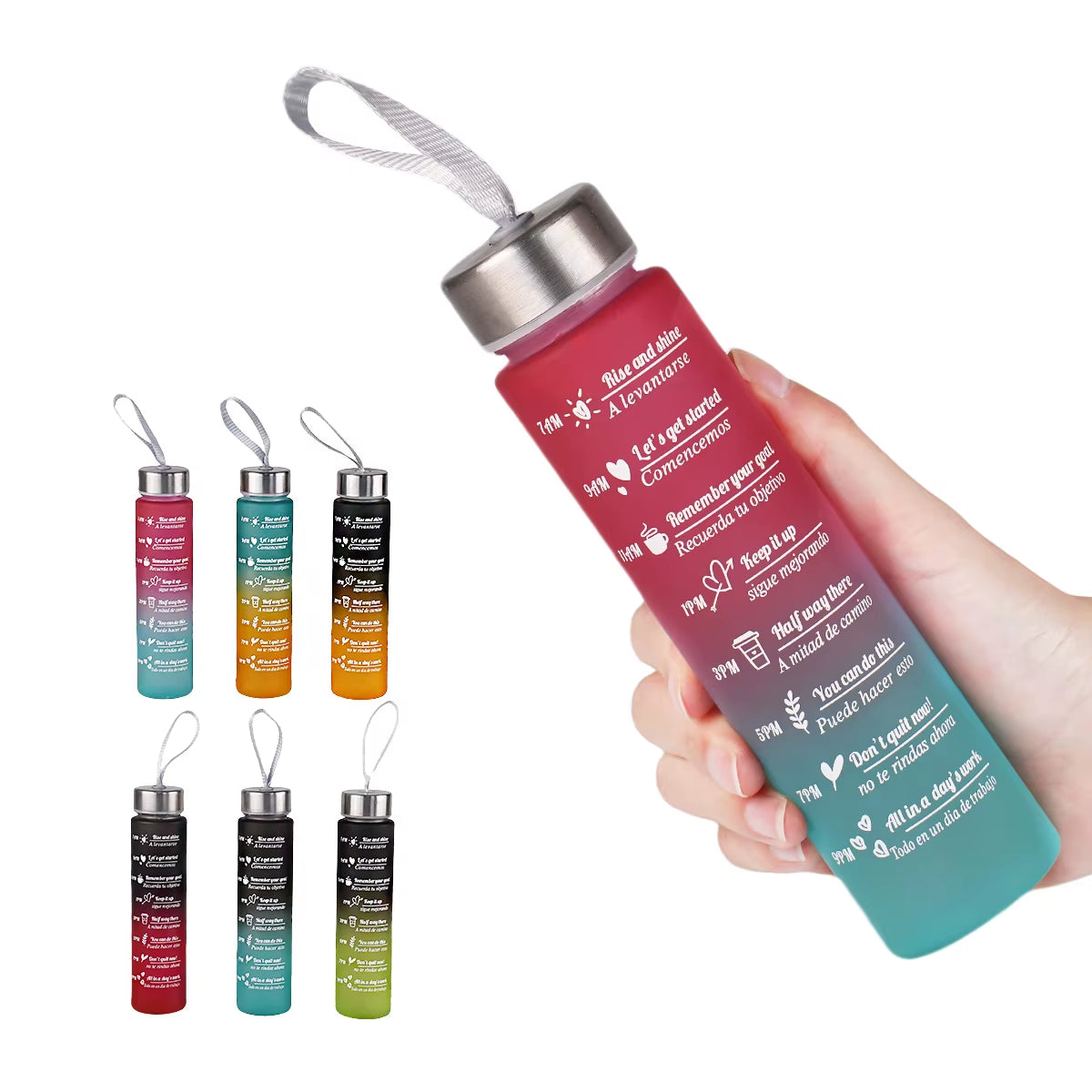 300Ml Water Bottle BPA Free Leak Proof High Quality Drink Bottles with Time Marker Fitness Sports Reusable Outdoors